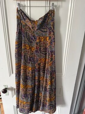 Dharma 70% Silk Paisley Boho Maxi Skirt - Large - Earthy Jewel Tones